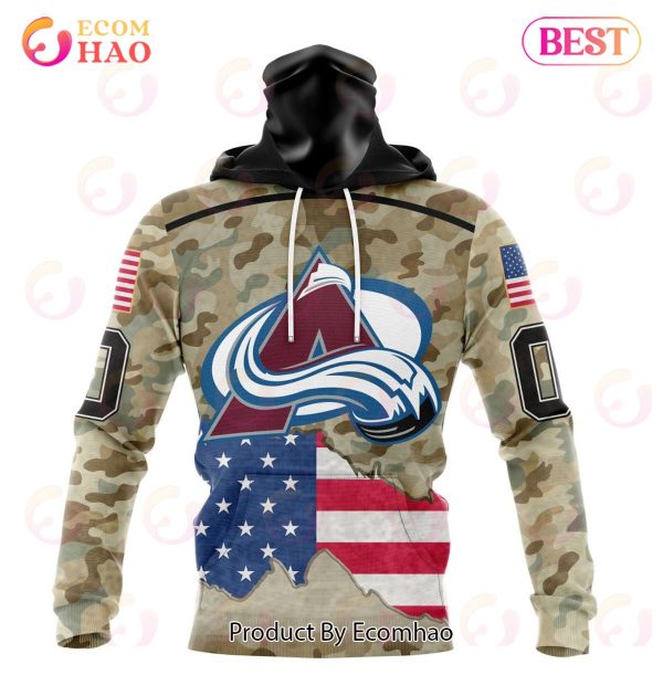 NHL Color 3D Hoodieado Avalanche Specialized Kits For United State With Camo Color 3D Hoodie