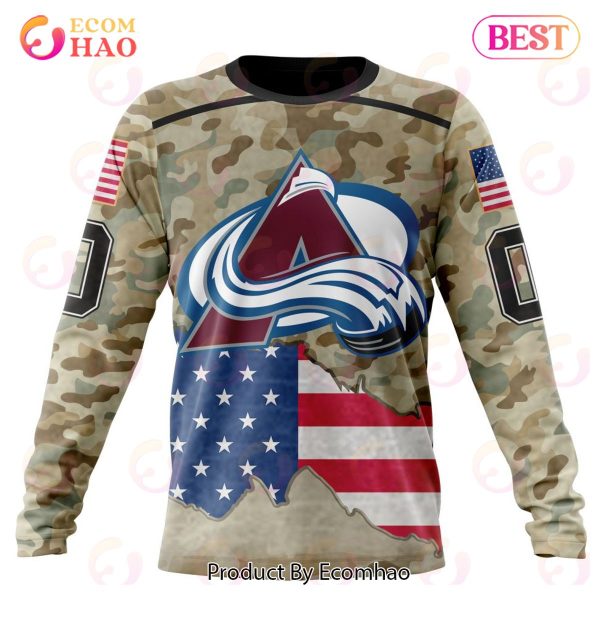NHL Color 3D Hoodieado Avalanche Specialized Kits For United State With Camo Color 3D Hoodie