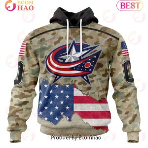 NHL Columbus Blue Jackets Specialized Kits For United State With Camo Color 3D Hoodie