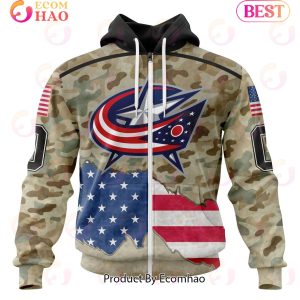 NHL Columbus Blue Jackets Specialized Kits For United State With Camo Color 3D Hoodie
