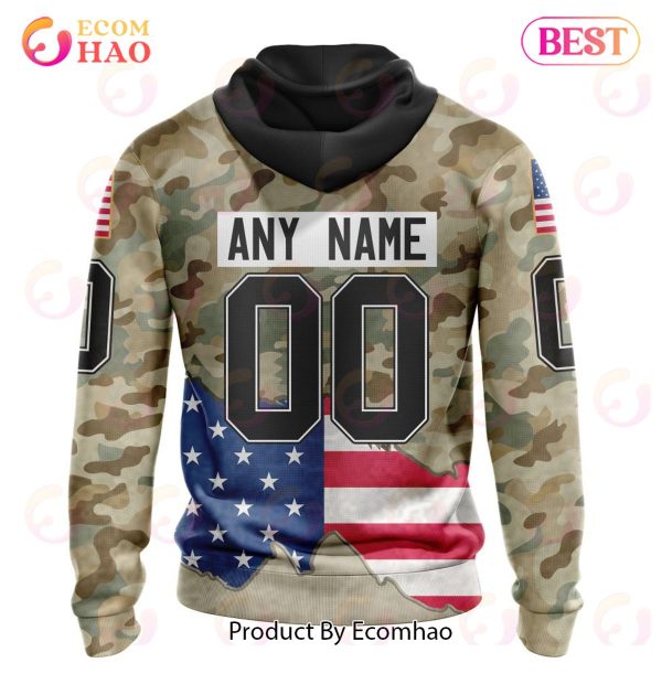 NHL Columbus Blue Jackets Specialized Kits For United State With Camo Color 3D Hoodie