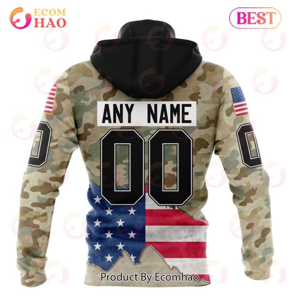NHL Columbus Blue Jackets Specialized Kits For United State With Camo Color 3D Hoodie