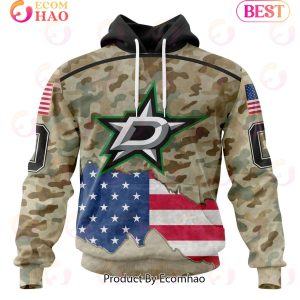 NHL Dallas Stars Specialized Kits For United State With Camo Color 3D Hoodie