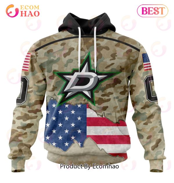 NHL Dallas Stars Specialized Kits For United State With Camo Color 3D Hoodie
