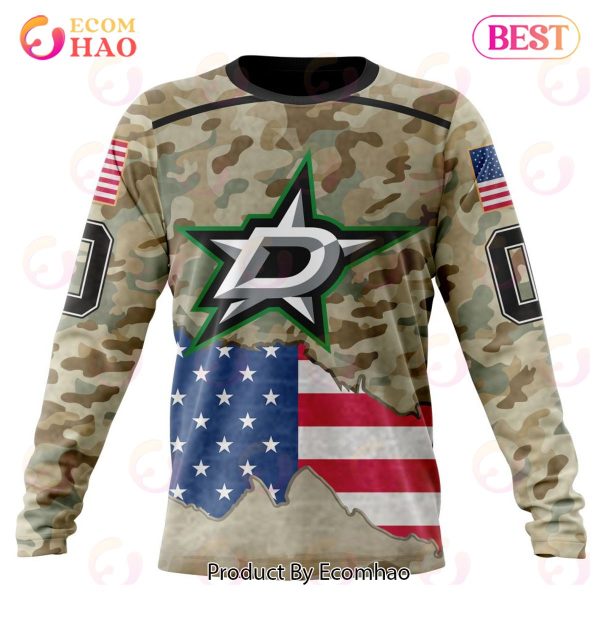 NHL Dallas Stars Specialized Kits For United State With Camo Color 3D Hoodie