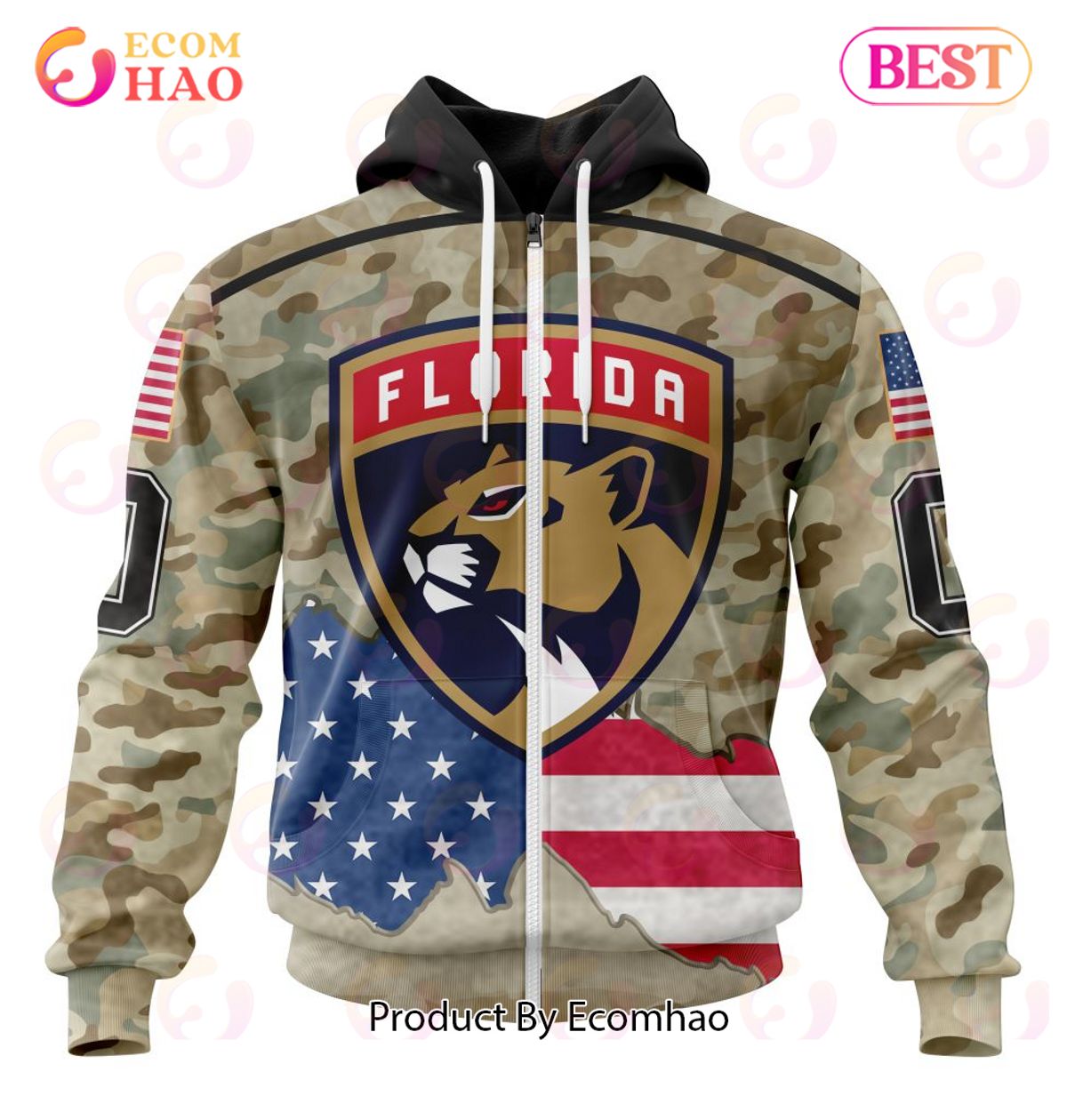 NHL Florida Panthers Specialized Kits For United State With Camo Color 3D Hoodie