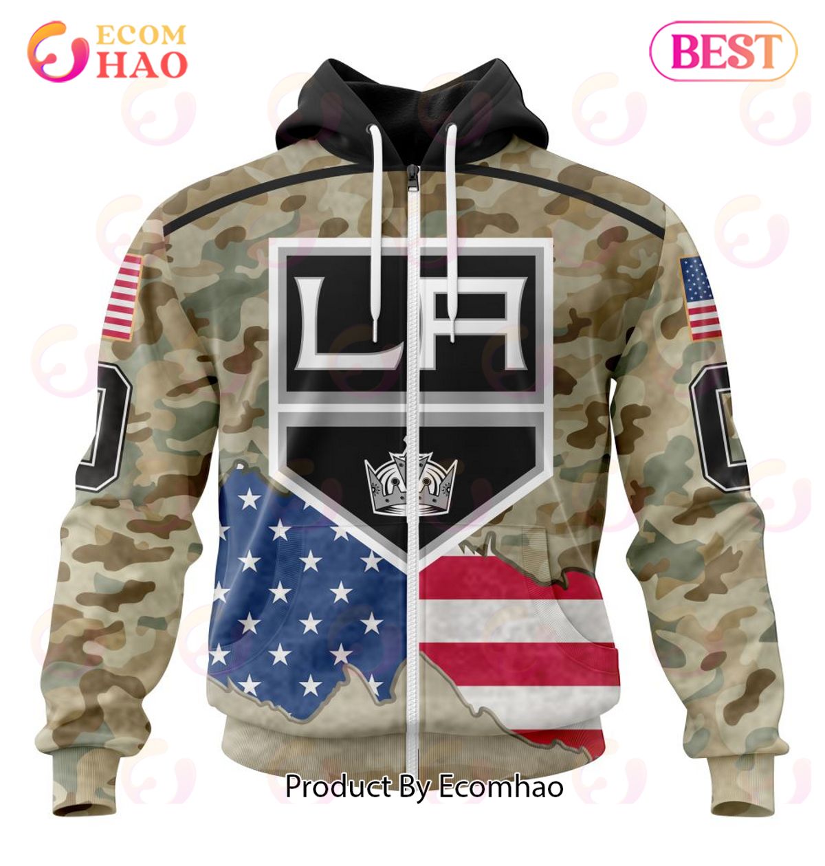 NHL Los Angeles Kings Specialized Kits For United State With Camo Color 3D Hoodie