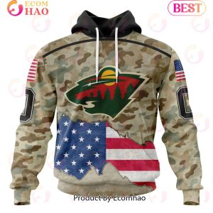 NHL Minnesota Wild Specialized Kits For United State With Camo Color 3D Hoodie
