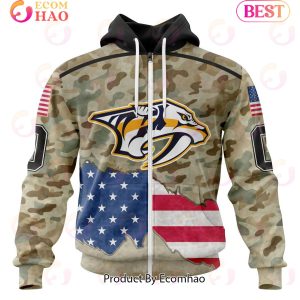 NHL Nashville Predators Specialized Kits For United State With Camo Color 3D Hoodie