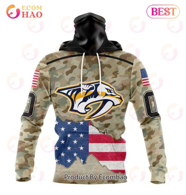 NHL Nashville Predators Specialized Kits For United State With Camo Color 3D Hoodie