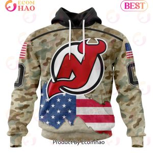 NHL New Jersey Devils Specialized Kits For United State With Camo Color 3D Hoodie