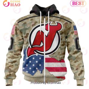 NHL New Jersey Devils Specialized Kits For United State With Camo Color 3D Hoodie
