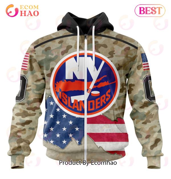NHL New York Islanders Specialized Kits For United State With Camo Color 3D Hoodie