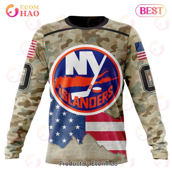 NHL New York Islanders Specialized Kits For United State With Camo Color 3D Hoodie