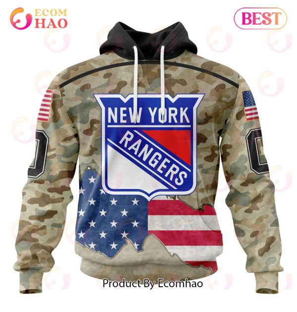 NHL New York Rangers Specialized Kits For United State With Camo Color 3D Hoodie