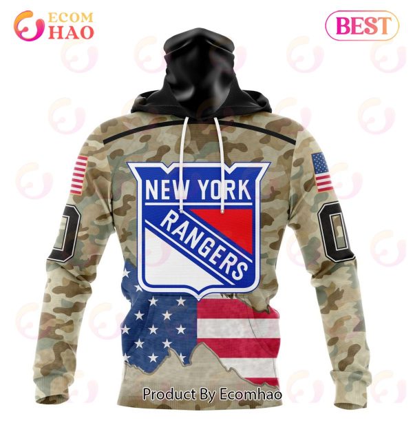NHL New York Rangers Specialized Kits For United State With Camo Color 3D Hoodie