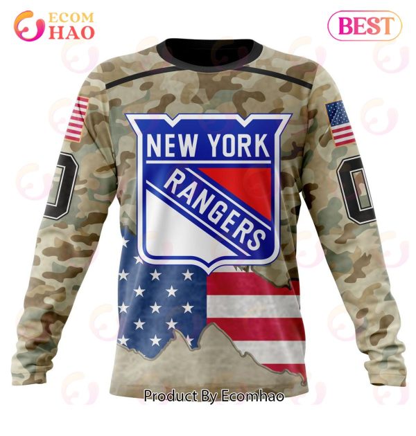 NHL New York Rangers Specialized Kits For United State With Camo Color 3D Hoodie