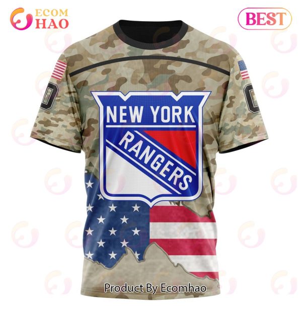 NHL New York Rangers Specialized Kits For United State With Camo Color 3D Hoodie