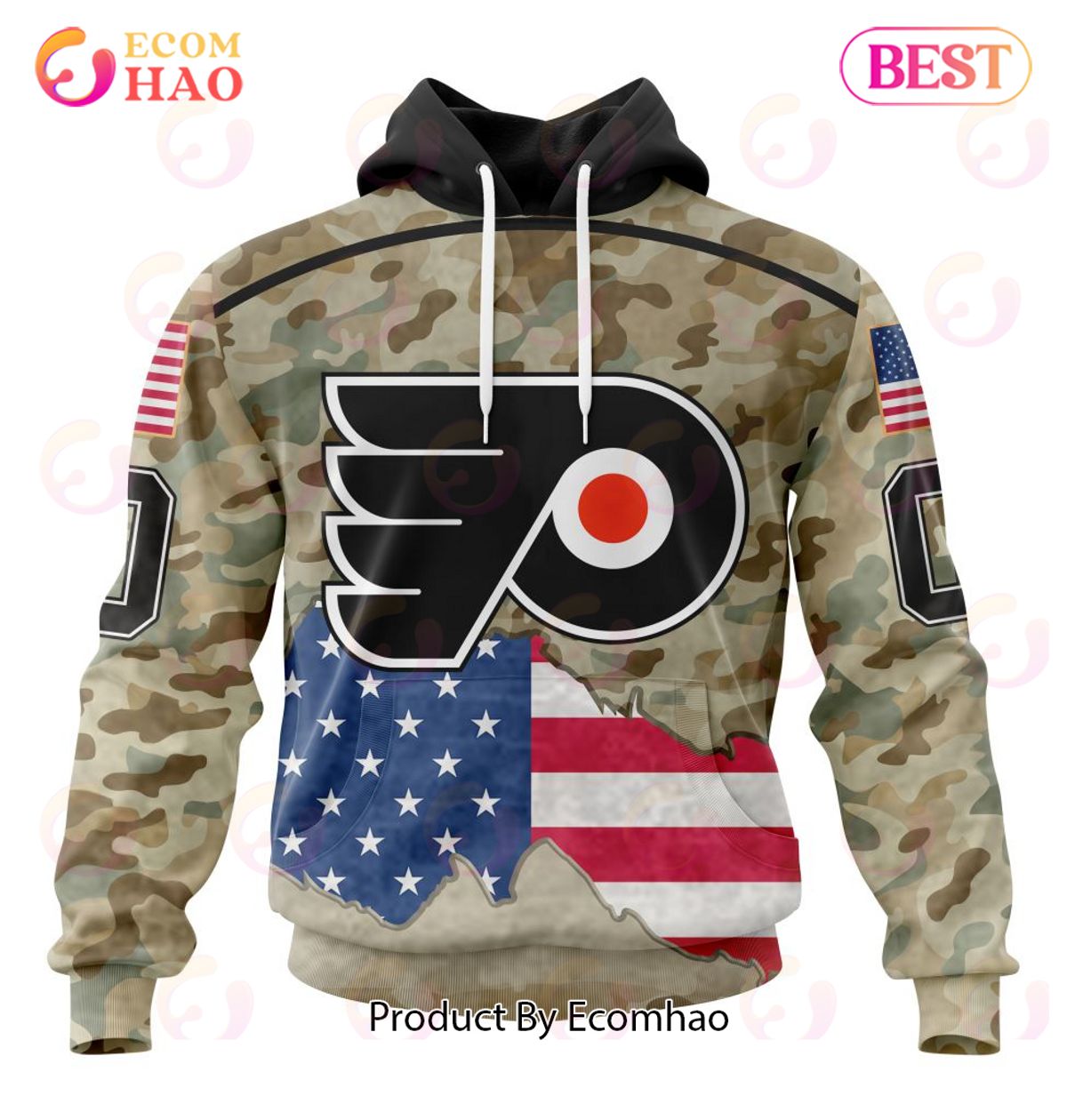 NHL Philadelphia Flyers Specialized Kits For United State With Camo Color 3D Hoodie