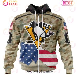 NHL Pittsburgh Penguins Specialized Kits For United State With Camo Color 3D Hoodie