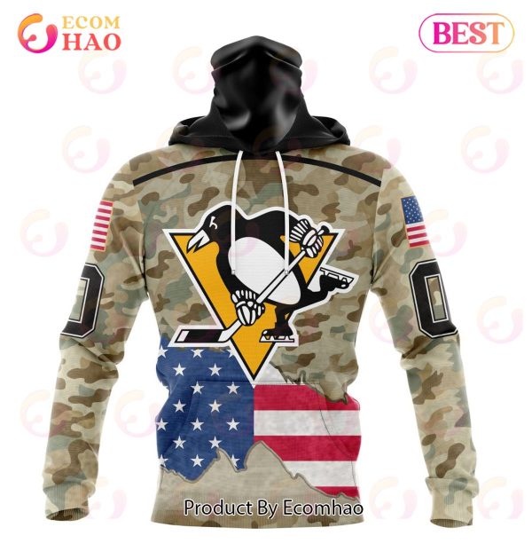 NHL Pittsburgh Penguins Specialized Kits For United State With Camo Color 3D Hoodie