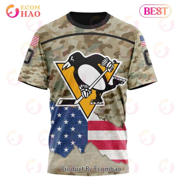 NHL Pittsburgh Penguins Specialized Kits For United State With Camo Color 3D Hoodie