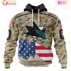 NHL San Jose Sharks Specialized Kits For United State With Camo Color 3D Hoodie