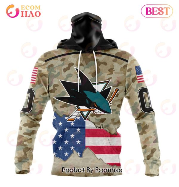 NHL San Jose Sharks Specialized Kits For United State With Camo Color 3D Hoodie
