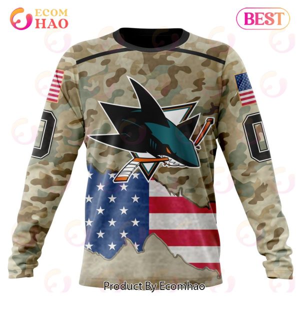 NHL San Jose Sharks Specialized Kits For United State With Camo Color 3D Hoodie
