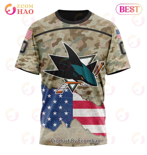 NHL San Jose Sharks Specialized Kits For United State With Camo Color 3D Hoodie