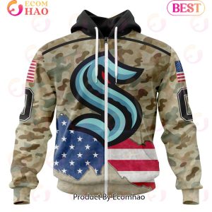 NHL Seattle Kraken Specialized Kits For United State With Camo Color 3D Hoodie