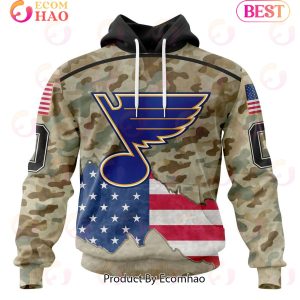 NHL St. Louis Blues Specialized Kits For United State With Camo Color 3D Hoodie