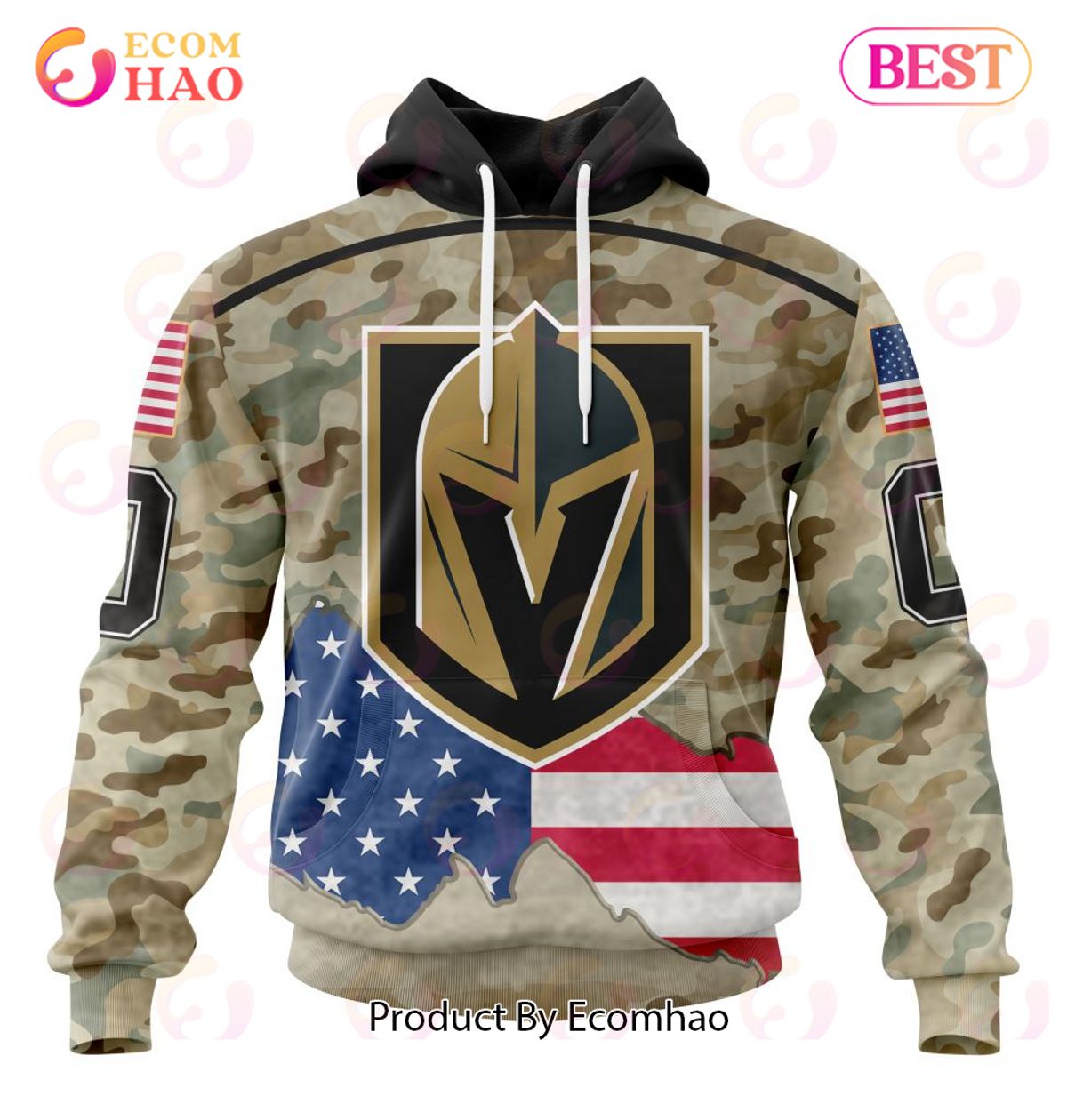 NHL Vegas Golden Knights Specialized Kits For United State With Camo Color 3D Hoodie