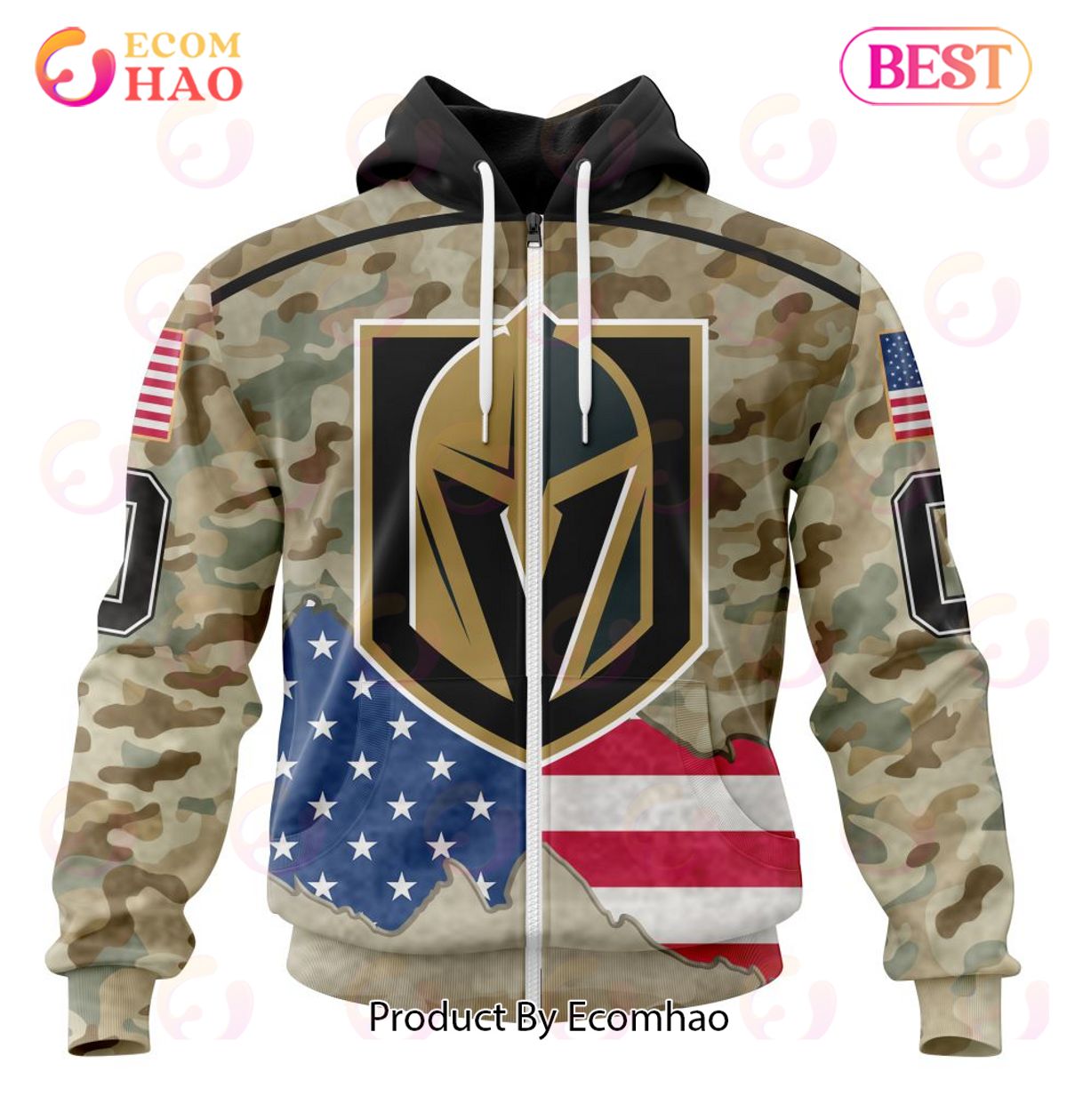 NHL Vegas Golden Knights Specialized Kits For United State With Camo Color 3D Hoodie