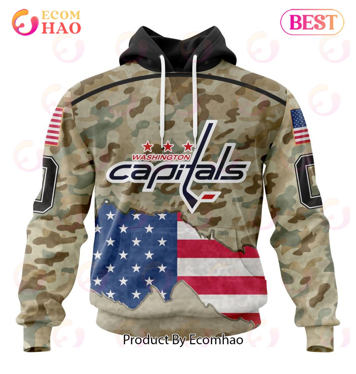 NHL Washington Capitals Specialized Kits For United State With Camo Color 3D Hoodie