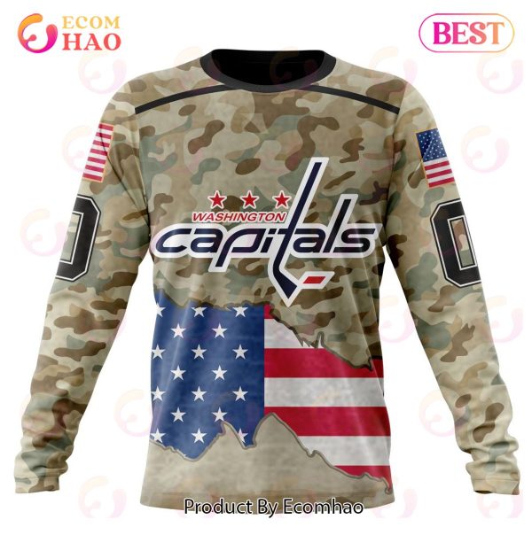 NHL Washington Capitals Specialized Kits For United State With Camo Color 3D Hoodie