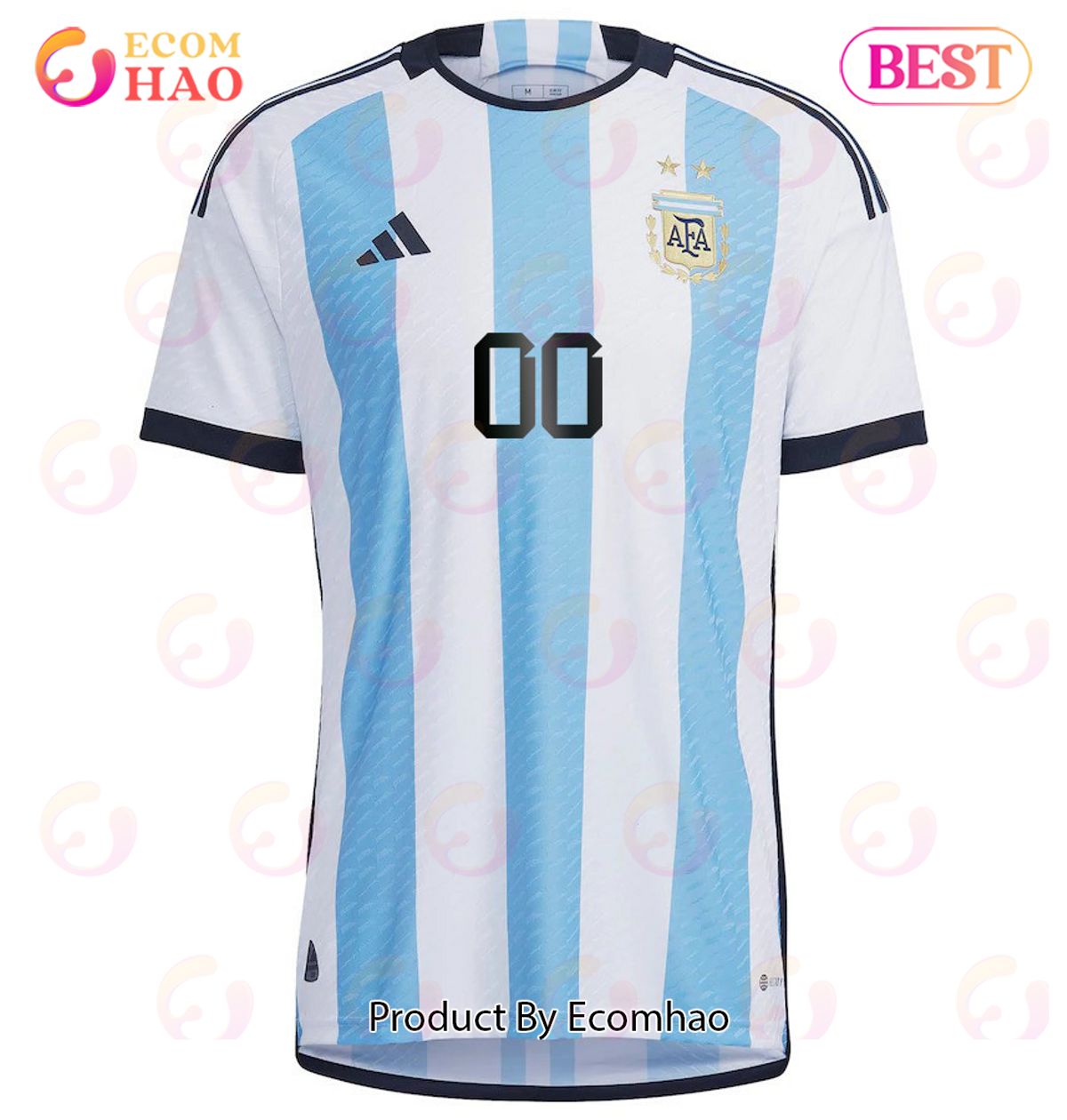 Argentina National Team Specialized Design 2022 23 Qatar World Cup White Home Personalized Jersey