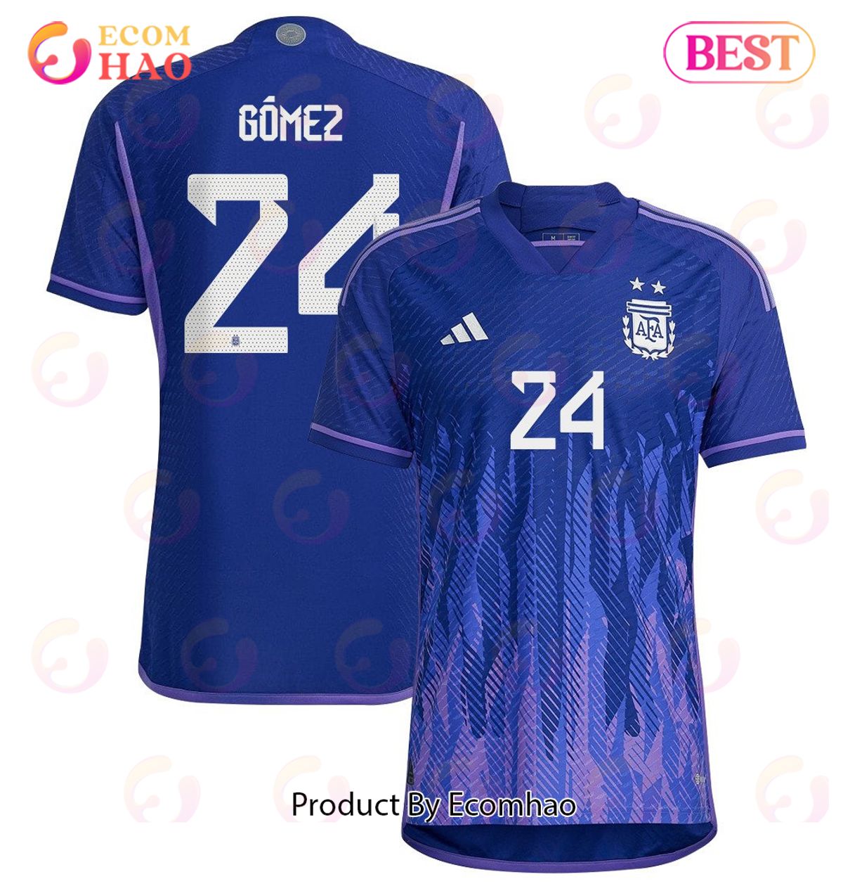 Argentina National Team 2022 23 Alejandro Gomez #24 Away Men Jersey Purple