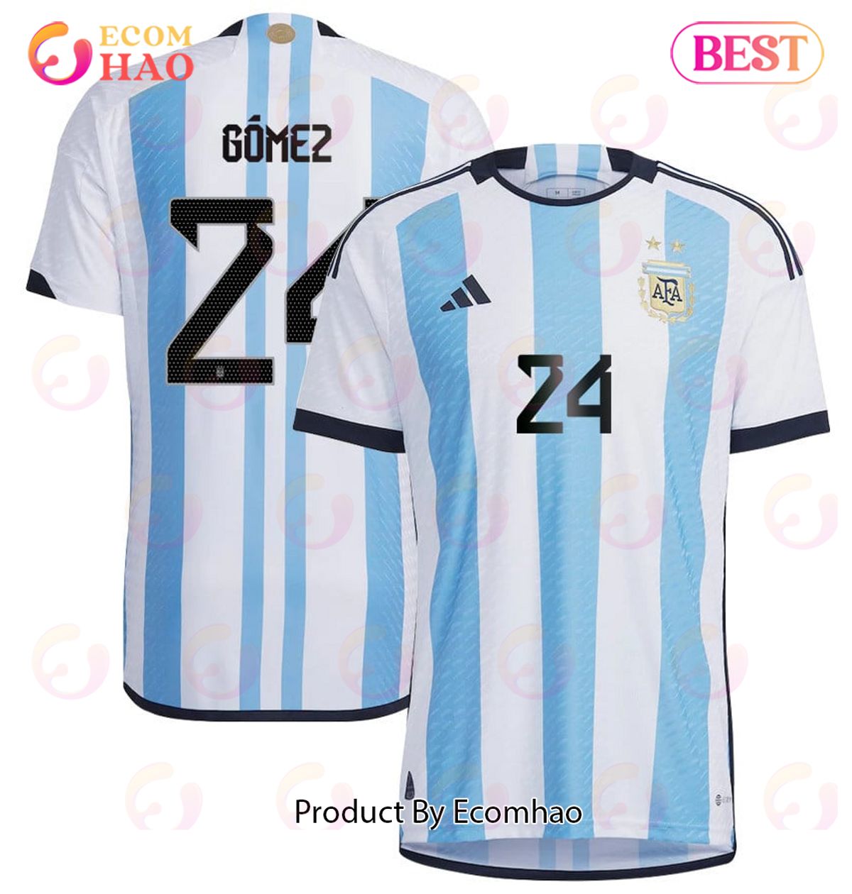 Argentina National Team 2022 23 Alejandro Gomez #24 Home Men Jersey BlueWhite