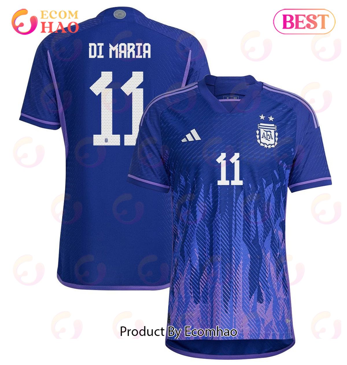 Argentina National Team 2022 23 Angel Di Maria #11 Away Men Jersey Purple