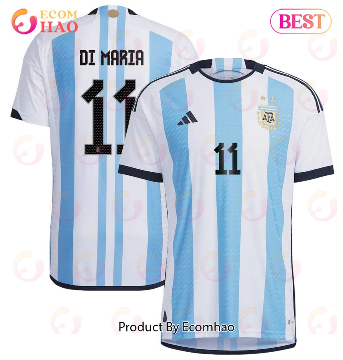 Argentina National Team 2022 23 Angel Di Maria #11 Home Men Jersey BlueWhite
