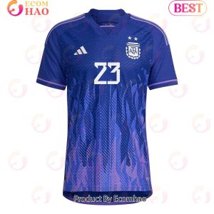 Argentina National Team 2022 23 Emiliano Martinez #23 Away Men Jersey Purple