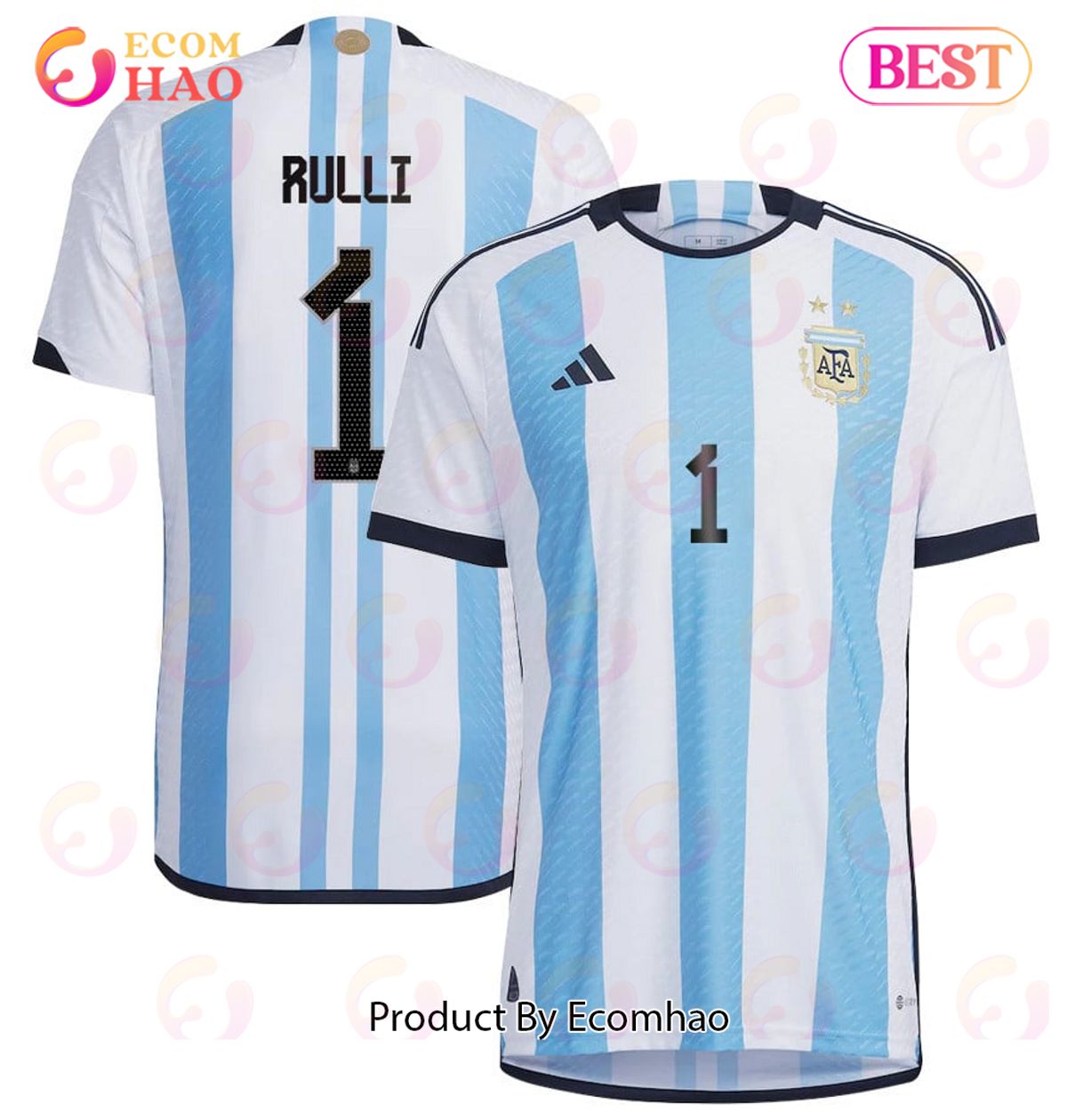 Argentina National Team 2022 23 Geronimo Rulli #1 Home Men Jersey BlueWhite