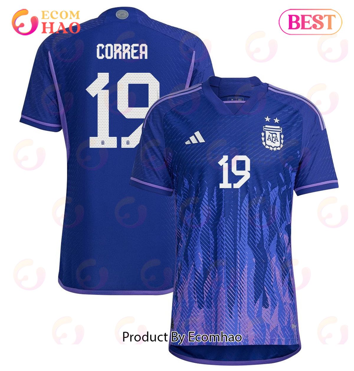 Argentina National Team 2022 23 Joaquin Correa #19 Away Men Jersey Purple