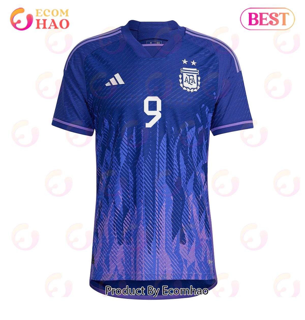 Argentina National Team 2022 23 Julian Alvarez #9 Away Men Jersey Purple