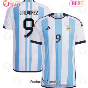 Argentina National Team 2022 23 Julian Alvarez #9 Home Men Jersey BlueWhite