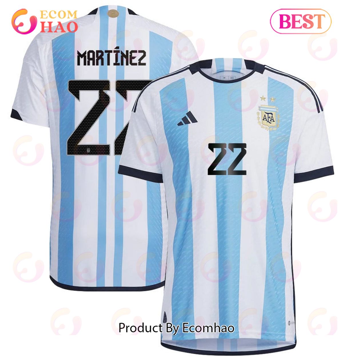Argentina National Team 2022 23 Lautaro Martinez #22 Home Men Jersey BlueWhite