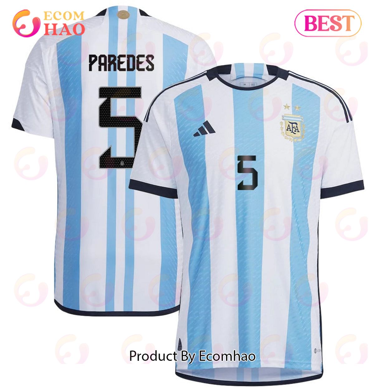 Argentina National Team 2022 23 Leandro Paredes #5 Home Men Jersey BlueWhite