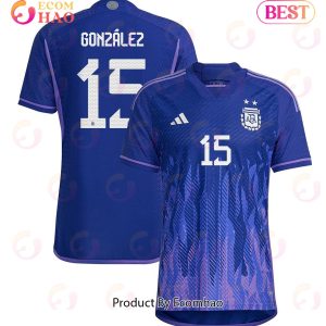 Argentina National Team 2022 23 Nicolas Gonzalez #15 Away Men Jersey Purple