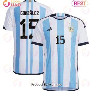 Argentina National Team 2022 23 Nicolas Gonzalez #15 Home Men Jersey BlueWhite